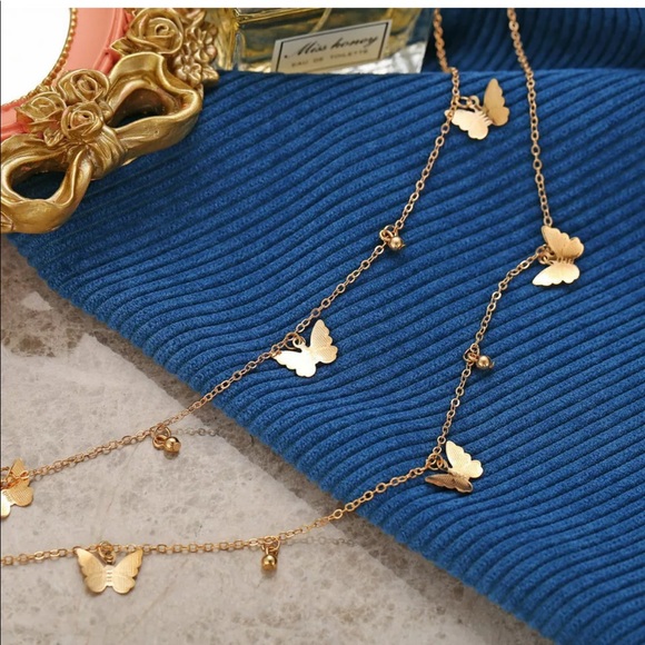 New 18K Gold Plated Butterfly  Chain Necklace - Picture 4 of 6